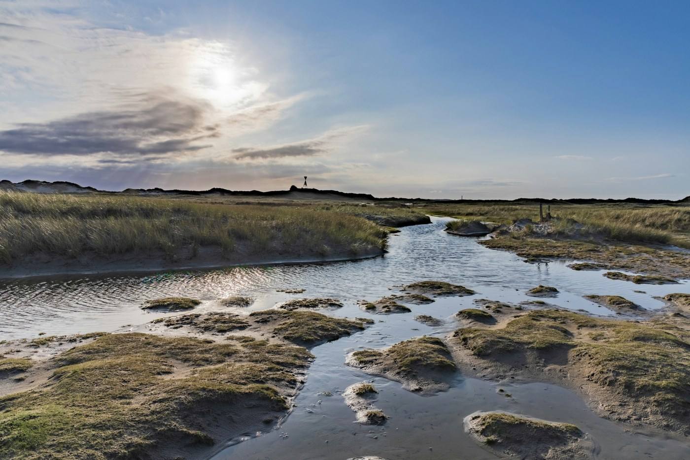 Illustrative photo: Tidal creek between North Sea dunes, exact location not identified